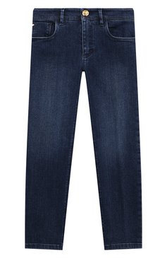 Детские джинсы STEFANO RICCI JUNIOR синего цвета, арт. Y8T2402050/712HBL | Фото 1 (Детали: Однотонный; Материал сплава: Проставлено; Нос: Не проставлено; Материал внешний: Хлопок)
