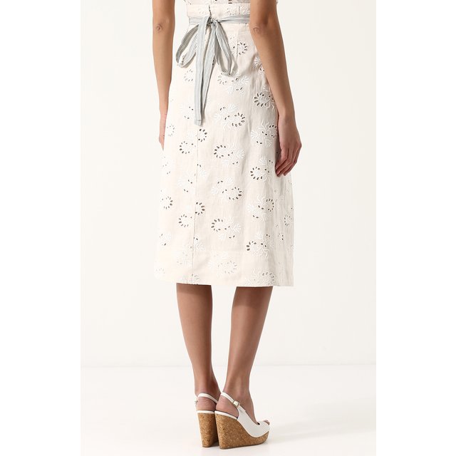 фото Льняная юбка-миди с поясом rebecca taylor