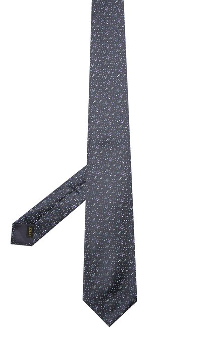 Мужской шелковый галстук ZILLI темно-синего цвета, арт. 51303/TIE | Фото 2 (Материал: Шелк, Текстиль; Принт: С принтом; Региональные ограничения белый список (Axapta Mercury): RU)