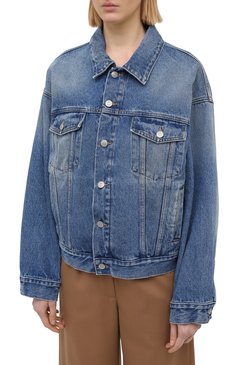 Женская джинсовая куртка MM6 синего цвета, арт. S52AM0162/S30589 | Фото 3 (Кросс-КТ: Куртка, Деним; Рукава: Длинные; Региональные ограничения белый список (Axapta Mercury): RU; Материал внешний: Хлопок; Длина (верхняя одежда): Короткие; Стили: Кэжуэл)
