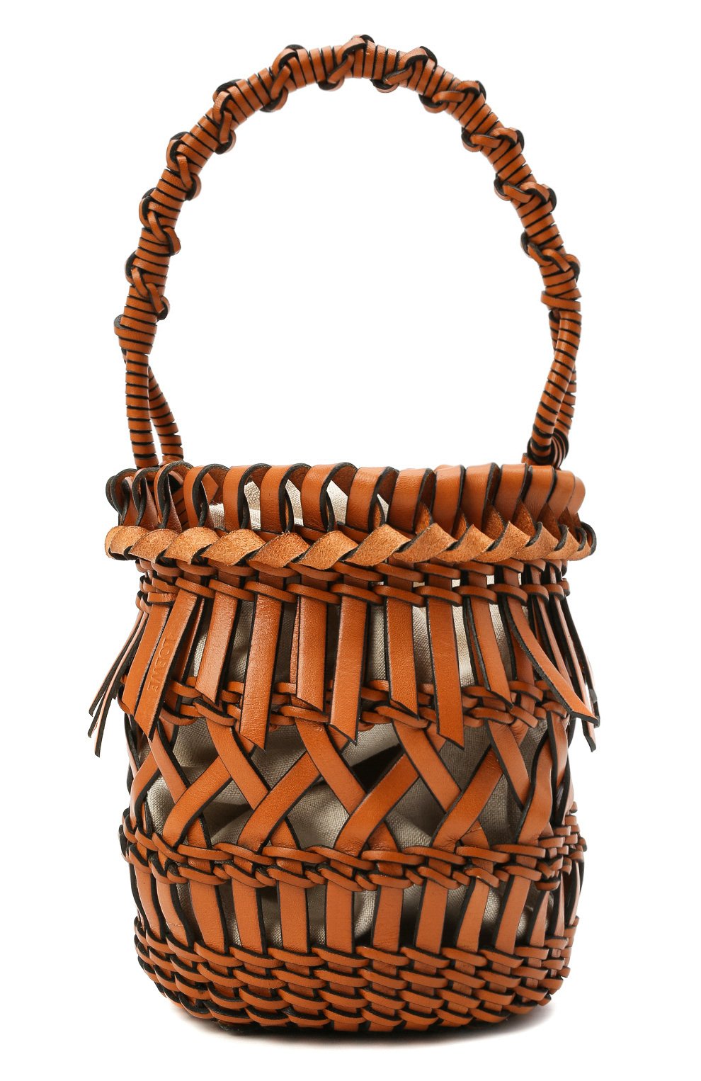 Женская сумка bucket fringes LOEWE коричневого цвета, арт. 326.05AC19 | Фото 1 (Сумки-технические: Сумки через плечо, Сумки top-handle; Материал: Натуральная кожа; Размер: mini; Ремень/цепочка: На ремешке)