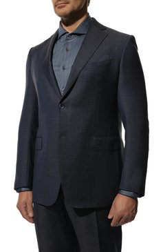 Мужской шерстяной костюм ZILLI синего цвета, арт. MMQ-AN22Z2-46516/0002 | Фото 2 (Материал внешний: Шерсть; Рукава: Длинные; Костюмы М: Однобортный; Стили: Классический)