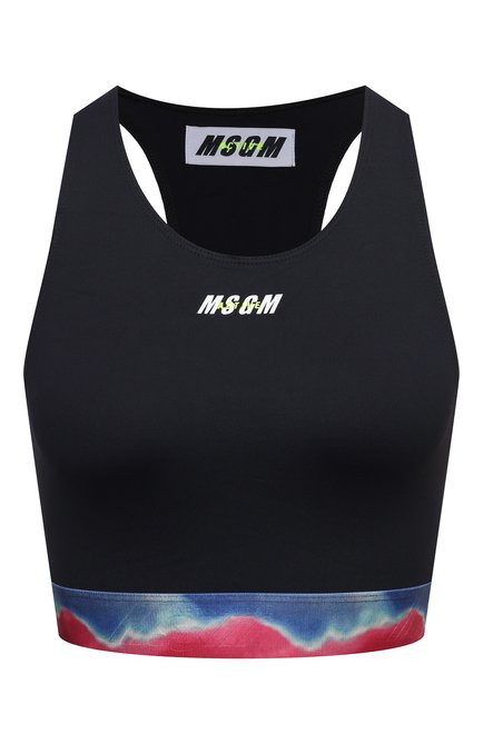 Женский топ MSGM черного цвета, арт. 3045MDT01 217250 | Фото 1 (Стили: Спорт-шик; Рукава: Без рукавов; Длина (для топов): Укороченные; Кросс-КТ: без рукавов; Материал внешний: Синтетический материал; Региональные ограничения белый список (Axapta Mercury): RU)