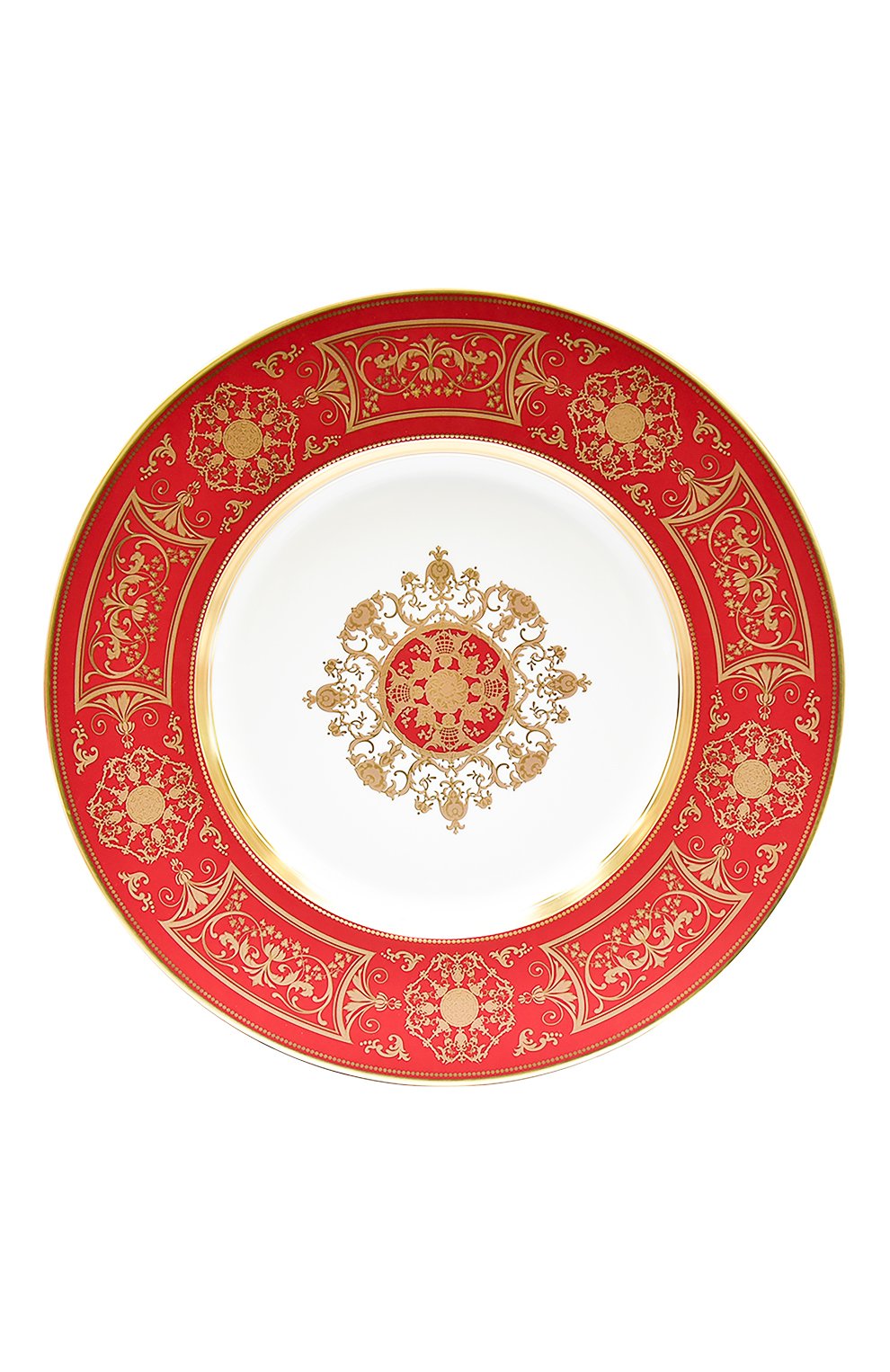 Сервировочная тарелка aux rois rouge BERNARDAUD красного цвета, арт. G653/6189 | Фото 1 (Интерьер_коллекция: Aux Rois Rouge; Ограничения доставки: fragile-2)