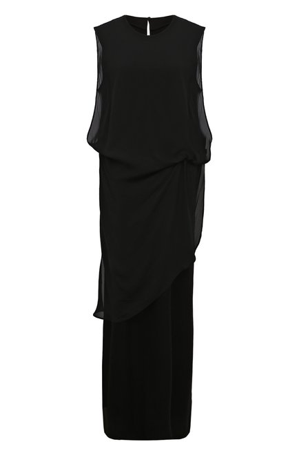 Женское платье ANDREA YA'AQOV черного цвета, арт. 23WFEE37 | Фото 1 (Длина Ж (юбки, платья, шорты): Макси; Материал внешний: Синтетический материал; Материал сплава: Проставлено; Драгоценные камни: Проставлено; Материал подклада: Вискоза)