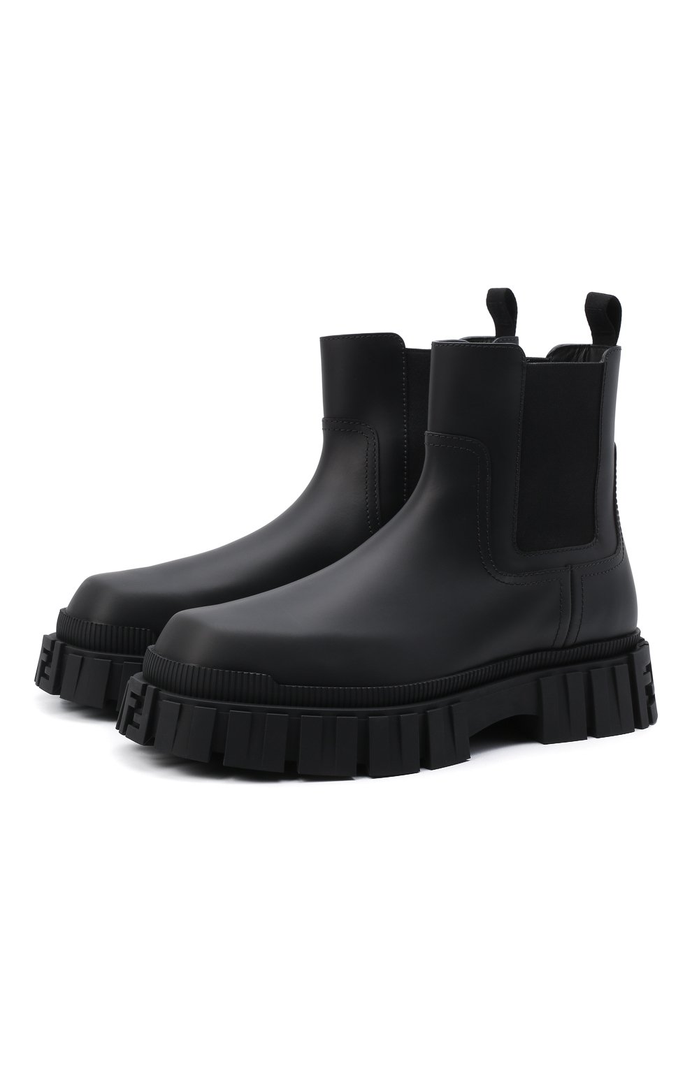 Мужские кожаные челси FENDI черного цвета, арт. 7U1446 AD7Q | Фото 1 (Каблук высота: Высокий; Материал внутренний: Натуральная кожа; Материал утеплителя: Без утеплителя; Подошва: Массивная; Мужское Кросс-КТ: Сапоги-обувь, Челси-обувь)