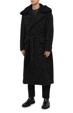 Мужской пальто из шерсти и хлопка DOLCE & GABBANA серого цвета, арт. G024TT/FMMF3 | Фото 3 (Материал внешний: Шерсть; Рукава: Длинные; Мужское Кросс-КТ: Верхняя одежда, пальто-верхняя одежда; Длина (верхняя одежда): Длинные; Стили: Кэжуэл)