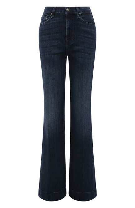 Женские джинсы 7 FOR ALL MANKIND темно-синего цвета, арт. JSWD44ASKK | Фото 1 (Длина (брюки, джинсы): Удлиненные; Материал внешний: Хлопок)