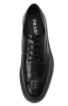 Мужские кожаные дерби PRADA черного цвета, арт. 2EE312-P39-F0002 | Фото 4 (Мужское Кросс-КТ: Броги-обувь; Стили: Классический)