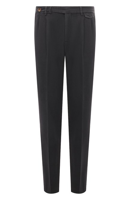 Мужские хлопковые брюки BRUNELLO CUCINELLI темно-серого цвета, арт. M252DB2133 | Фото 1 (Материал внешний: Хлопок; Драгоценные камни: Проставлено; Материал сплава: Проставлено; Длина (брюки, джинсы): Стандартные)