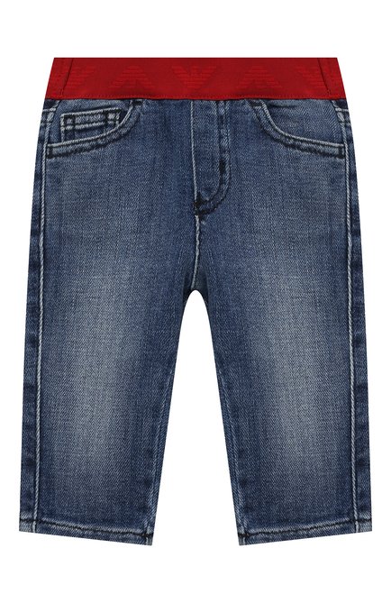 Детские джинсы EMPORIO ARMANI голубого цвета, арт. 3LHJ07/4D39Z | Фото 1 (Детали: На резинке)