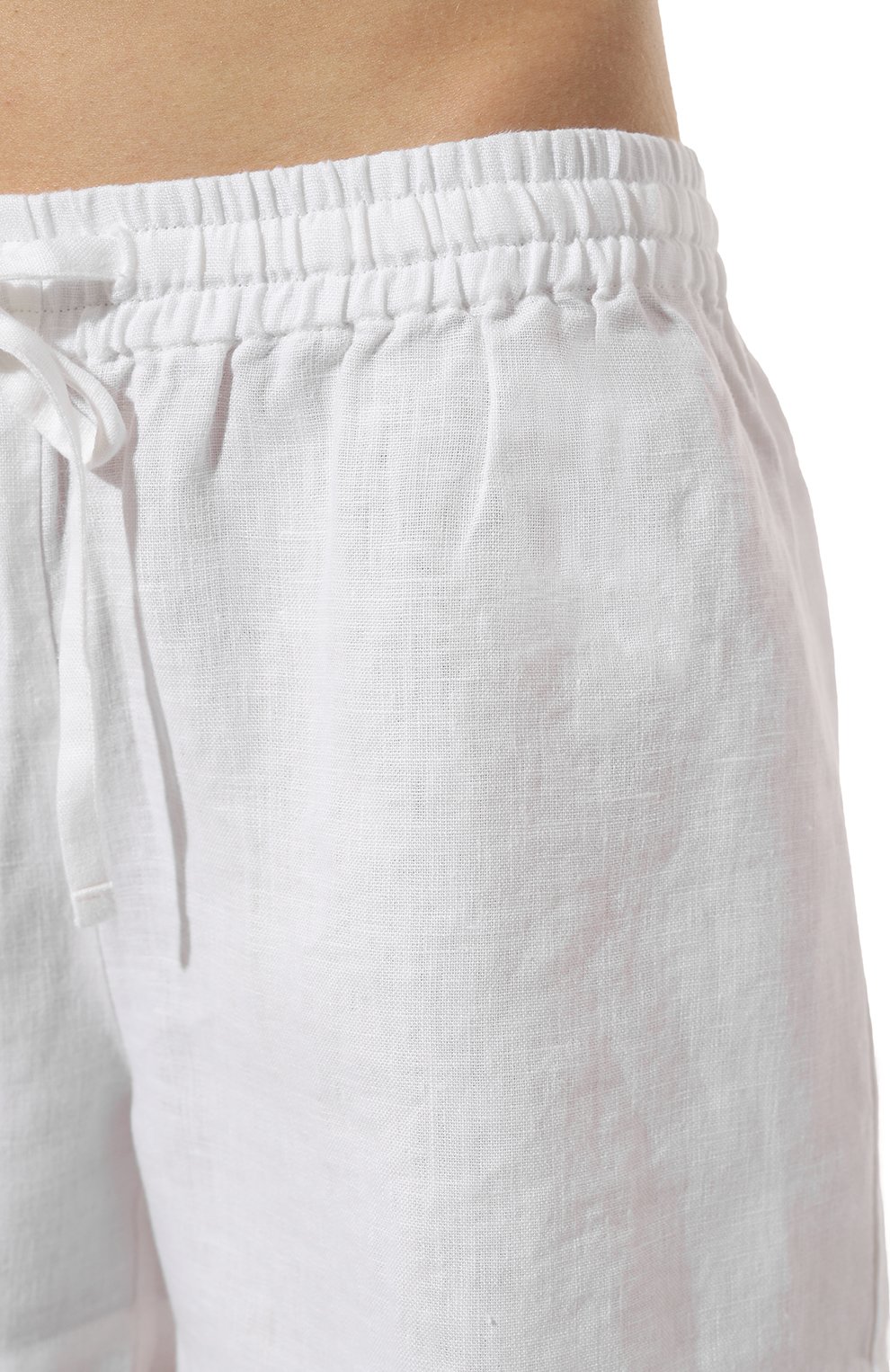 Женские льняные шорты DEREK ROSE белого цвета, арт. 1703-VIEN001 | Фото 5 (Женское Кросс-КТ: Домашние шорты; Материал сплава: Проставлено; Нос: Не проста влено; Материал внешний: Лен)