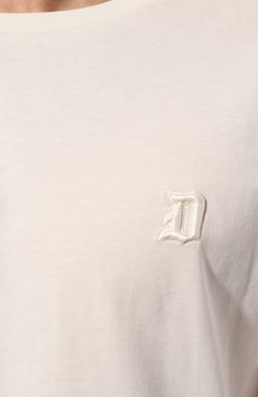  Мужская хлопковая футболка DONDUP белого цвета, арт. US198/JF0309U FS6 | Фото 5 (Принт: Без принта; Рукава: Короткие; Длина (для топов): Стандартные; Материал сплава: Проставлено; Материал внешний: Хлопок; Стили: Спорт-шик; Драгоценные камни: Проставлено)