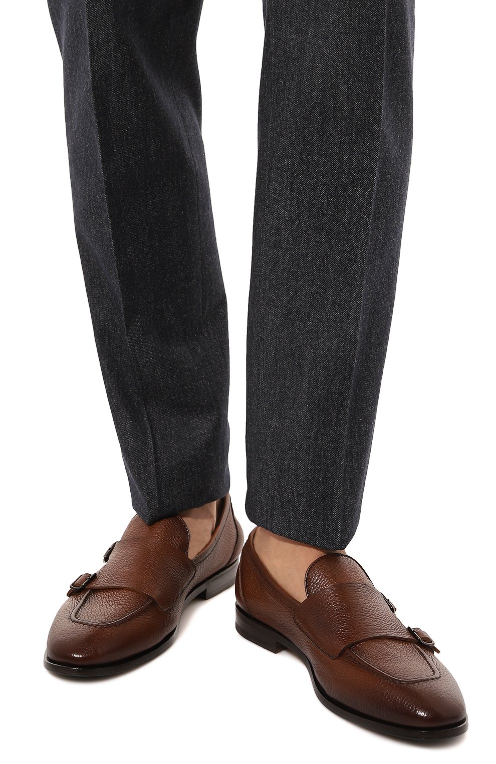 Мужские кожаные монки H`D`S`N BARACCO коричневого цвета, арт. 72403.C.1* | Фото 3 (Материал внутренний: Натуральная кожа; Стили: Классический)
