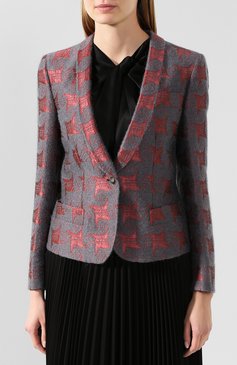Женский жакет GIORGIO ARMANI разноцветного цвета, арт. 9WHGG0A8/T0148 | Фото 3 (Материал внешний: Шерсть, Синтетический материал; Рукава: Длинные; Длина (для топов): Стандартные; Случай: Формальный; 1-2-бортные: Однобортные; Женское Кросс-КТ: Жакет-одежда; Материал подклада: Шелк)