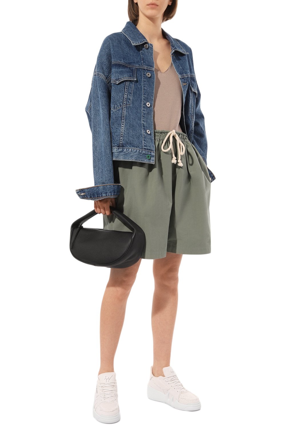 Женские хлопковые шорты JIL SANDER зеленого цвета, арт. J40KA0120/J45127 | Фото 2 (Женское Кросс-КТ: Шорты-одежда; Длина Ж (юбки, платья, шорты): Мини; Материал сплава: Проставлено; Материал внешний: Хлопок; Драгоценные камни: Проставлено; Стили: Минимализм)