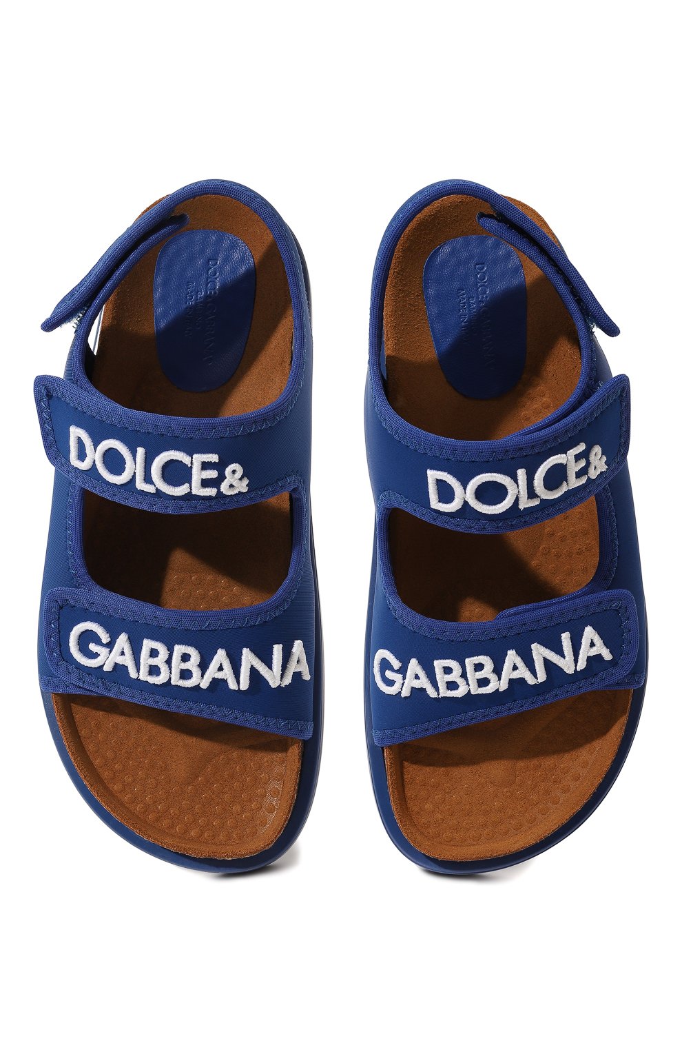 Детские сандалии DOLCE & GABBANA синего цвета, арт. DA5128/AQ687/29-36 | Фото 4 (Материал внешний: Текстиль; Материал сплава: Проставлено; Нос: Не проставлено; Материал внутренний: Текстиль)