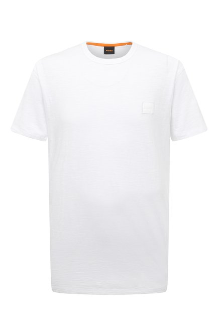 Мужская хлопковая футболка BOSS ORANGE белого цвета, арт. 50478771 | Фото 1 (Материал внешний: Хлопок; Длина (для топов): Стандартные; Рукава: Короткие; Принт: Без принта; Стили: Кэжуэл)