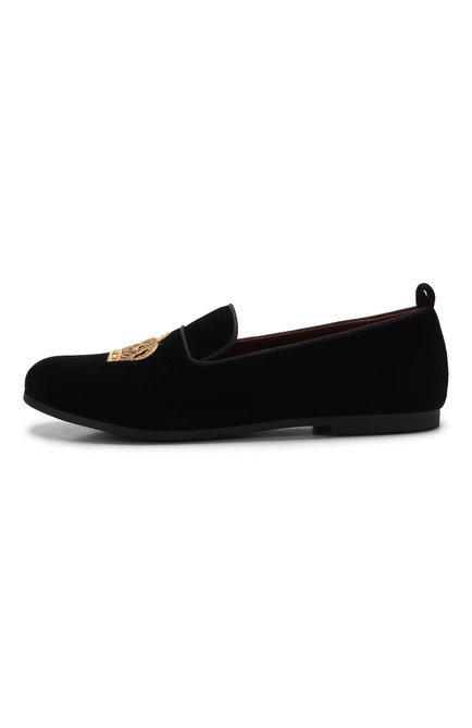 Детские текстильные слиперы DOLCE & GABBANA черного цвета, арт. DA0687/AE173/29-36 | Фото 2 (Статус проверки: Проверено, Проверена категория; Материал внутренний: Текстиль, Натуральная кожа; Материал внешний: Текстиль)
