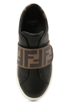 Мужского кожаные кеды FENDI черного цвета, арт. JMR325/A7N4/24-31 | Фото 4 (Мальчики Кросс-КТ: Обувь-низкие; Региональные ограничения белый список (Axapta Mercury): RU; Кросс-КТ: велькро; Мальчики-школьная форма: Спортивная обувь)