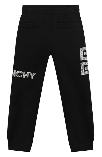 Детские хлопковые джоггеры GIVENCHY черного цвета, арт. H14157 | Фото 2 (Материал внешний: Хлопок; Материал подклада: Хлопок; Девочки Кросс-КТ: Джоггеры-одежда; Ростовка одежда: 10 - 11 лет | 140 - 146см, 12 лет | 152 см, 8 лет | 128 см)