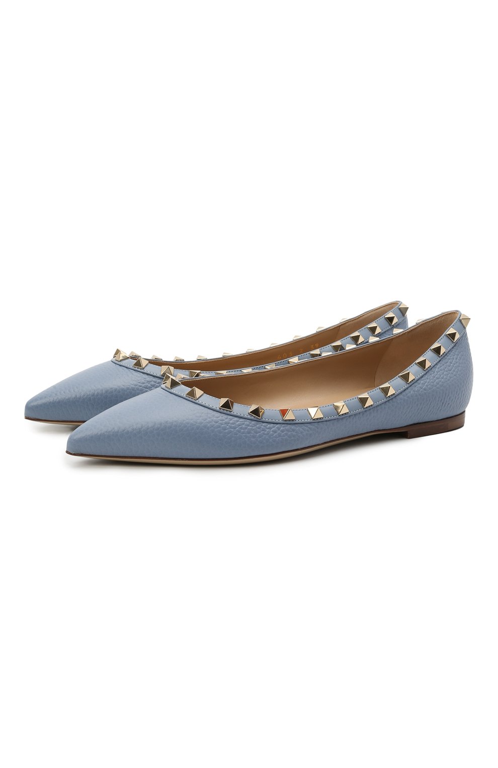 Женские синие кожаные балетки rockstud VALENTINO купить в интернет ...