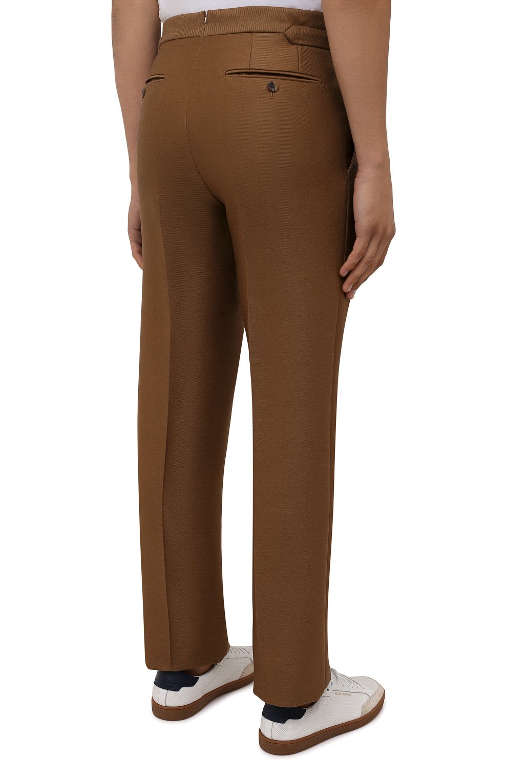 Мужские брюки из шерсти и вискозы TOM FORD коричневого цвета, арт. 244R24/610043 | Фото 4 (Материал внешний: Шерсть, Вискоза; Длина (брюки, джинсы): Стандартные; Случай: Повседневный; Стили: Кэжуэл)