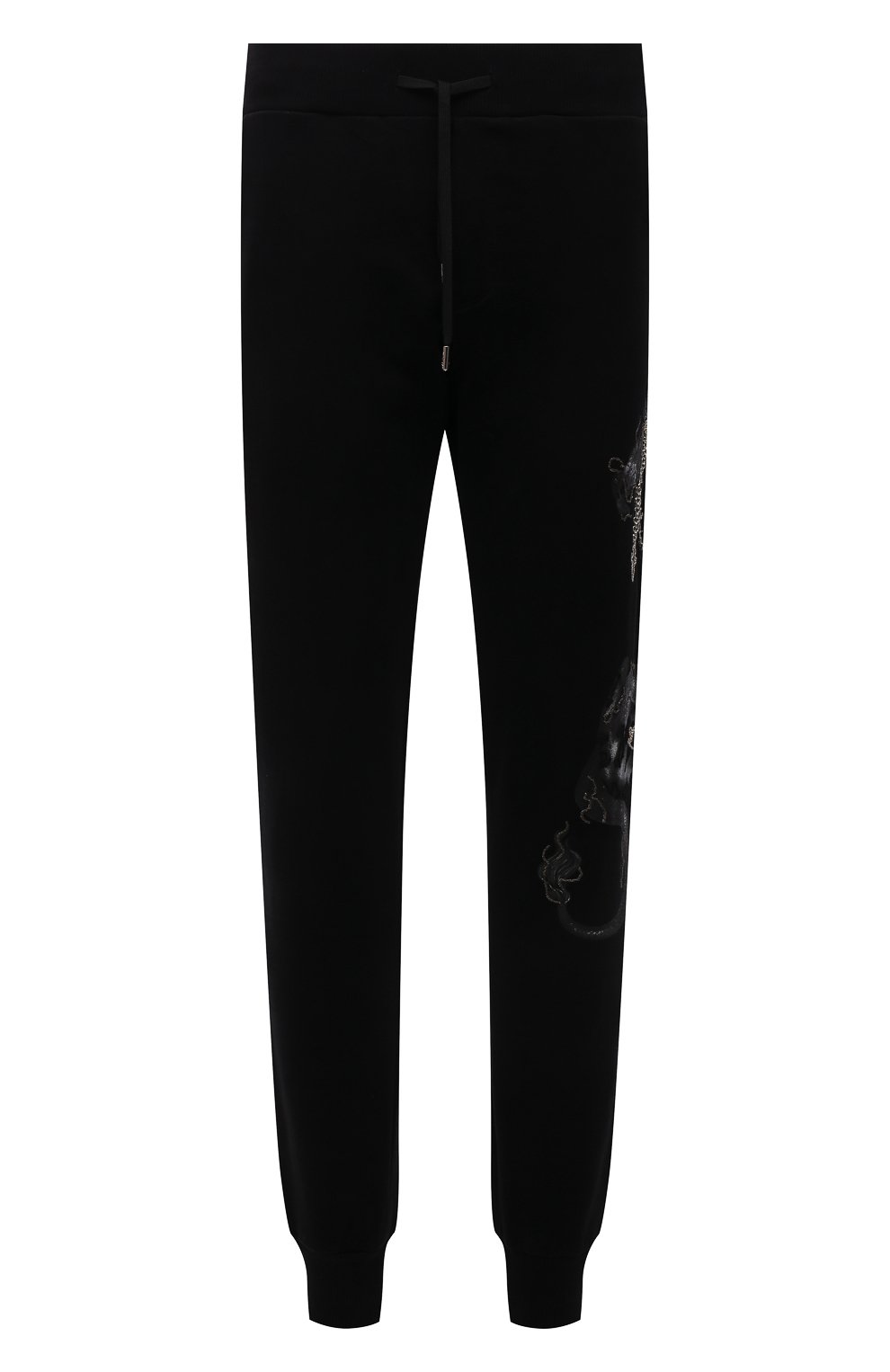 Мужские хлопковые джоггеры RH45 черного цвета, арт. JP09-I | Фото 1 (Длина (брюки, джинсы): Ст�андартные; Материал внешний: Хлопок; Стили: Спорт-шик; Силуэт М (брюки): Джоггеры)