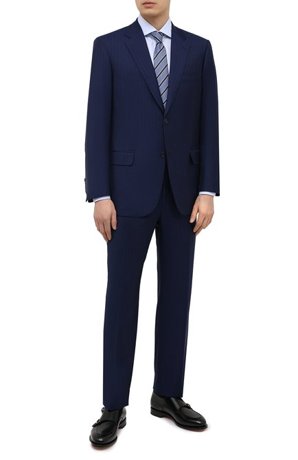 Мужской костюм из шерсти и шелка BRIONI синего цвета по цене 596000 руб., арт. RAH00W/P0A1A/PARLAMENT0 | Фото 1