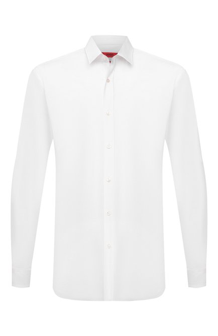 Мужская хлопковая сорочка HUGO белого цвета по цене 13750 руб., арт. 50425897 | Фото 1