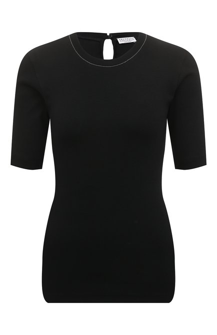 Женский хлопковый пуловер BRUNELLO CUCINELLI черного цвета по цене 0 руб., арт. MPTC8BJ310 | Фото 1