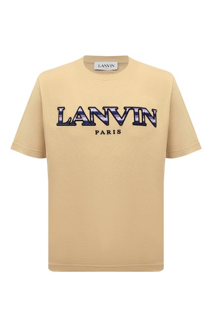 Мужская хлопковая футболка LANVIN бежевого цвета, арт. RM TS0005/J207 | Фото 1 (Длина (для топов): Стандартные; Рукава: Короткие; Материал внешний: Хлопок; Стили: Кэжуэл; Принт: С принтом)