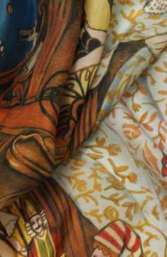 Женский шелковый платок щелкунчик GOURJI разноцветного цвета, арт. T23NCR7R/1 | Фото 3 (Принт: С принтом; Материал: Текстиль, Шелк)