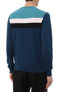 Мужской хлопковый джемпер DIRK BIKKEMBERGS синего цвета, арт. C S 52G 10 X 1472 | Фото 4 (Мужское Кросс-КТ: Джемперы; Рукава: Длинные; Длина (для топов): Стандартные; Принт: С принтом; Материал сплава: Проставлено; Материал внешний: Хлопок; Драгоценные камни: Проставлено; Вырез: Круглый; Стили: Кэжуэл)
