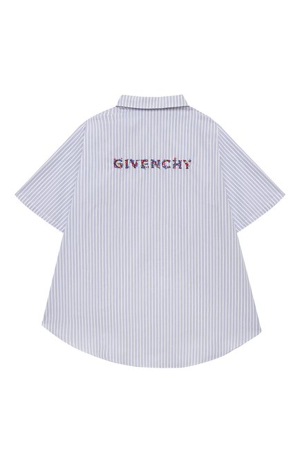 Детское хлопковая блузка GIVENCHY голубого цвета, арт. H15208 | Фото 2 (Материал внешний: Хлопок; Рукава: Короткие; Региональные ограничения белый список (Axapta Mercury): RU; Случай: Повседневный; Ростовка одежда: 10 - 11 лет | 140 - 146см, 12 лет | 152 см, 13 - 15 лет | 158 см, 8 лет | 128 см)