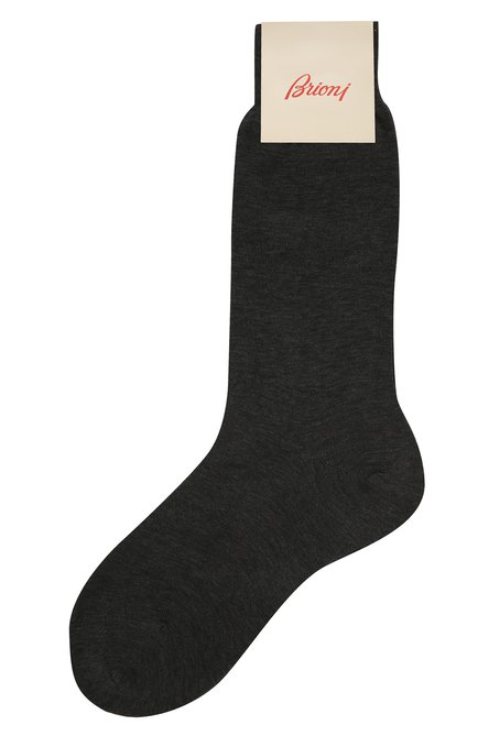 Мужские хлопковые носки BRIONI темно-серого цвета, арт. 0VMC/P3Z19 | Фото 1 (Материал внешний: Хлопок; Кросс-КТ: бельё)