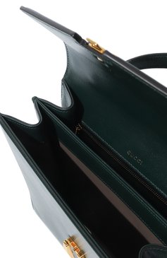 Женская сумка sylvie 1969 small GUCCI темно-зеленого цвета, арт. 602781 1DB0G | Фото 5 (Сумки-технические: Сумки top-handle; Материал: Натуральная кожа; Ремень/цепочка: На ремешке; Размер: small)