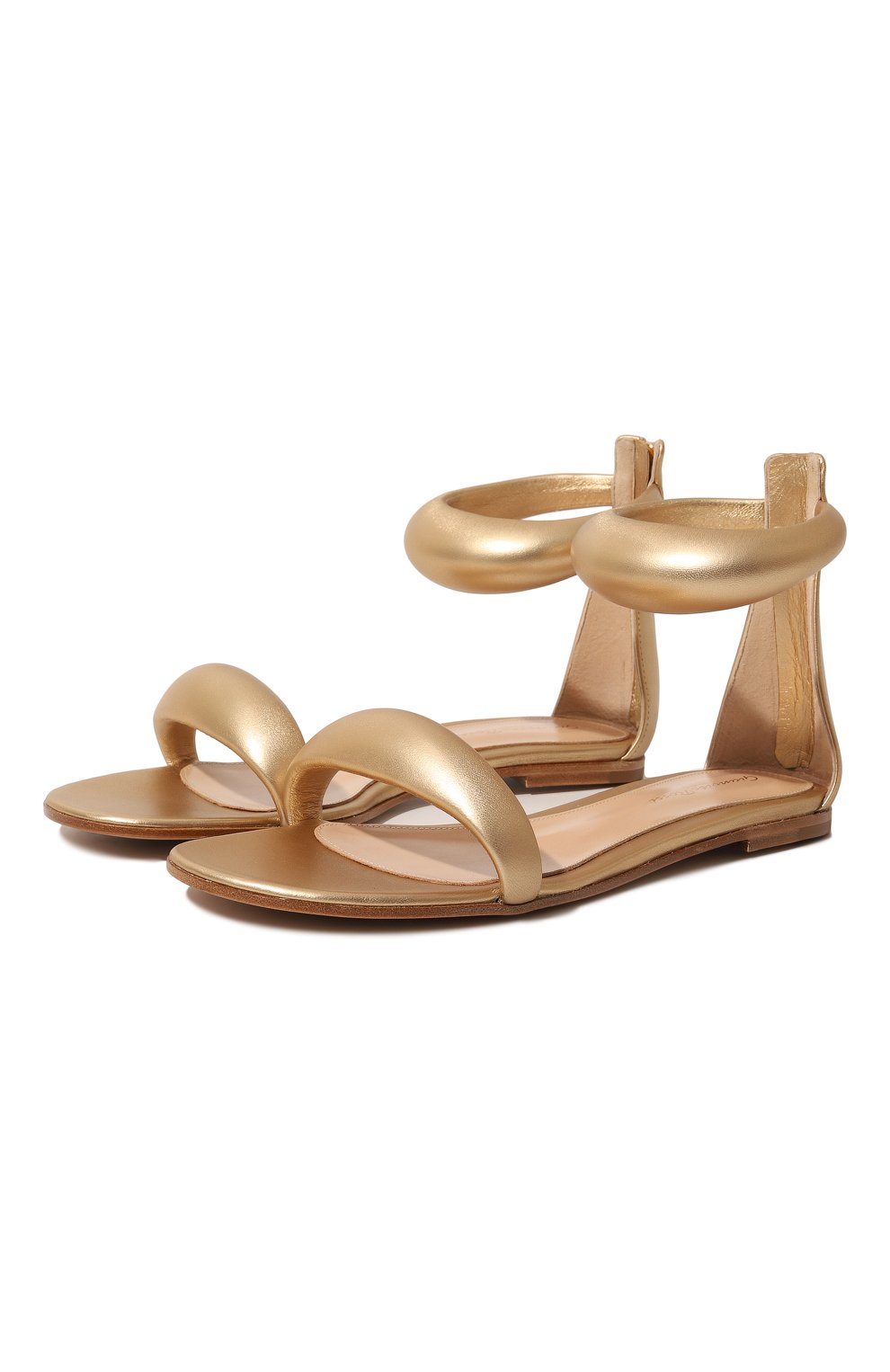 Женские кожаные сандалии bijoux GIANVITO ROSSI золотого цвета, арт. G61604.05CU0.NPSMEK0 | Фото 1 (Каблук высота: Низкий; Материал внутренний: Натуральная кожа; Подошва: Плоская)