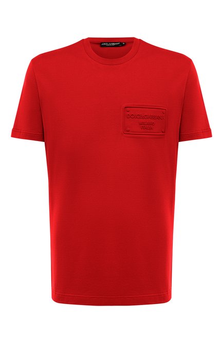 Мужская хлопковая футболка DOLCE & GABBANA красного цвета, арт. G8P07Z/FU7EQ | Фото 1 (Длина (для топов): Стандартные; Рукава: Короткие; Материал внешний: Хлопок; Стили: Кэжуэл; Принт: Без принта; Материал сплава: Проставлено; Драгоценные камни: Проставлено)