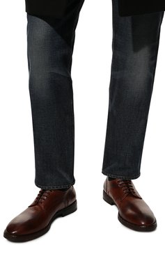 Мужские кожаные дерби MATTIA CAPEZZANI коричневого цвета, арт. M2205/FL0RENCE | Фото 3 (Материал внутренний: Натуральная кожа; Стили: Классический)
