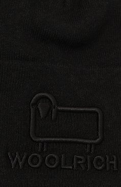 Же нская шапка из хлопка и шерсти WOOLRICH черного цвета, арт. CFWOAC0172MRUF0588 | Фото 4 (Материал: Текстиль, Хлопок; Материал сплава: Проставлено; Нос: Не проставлено)