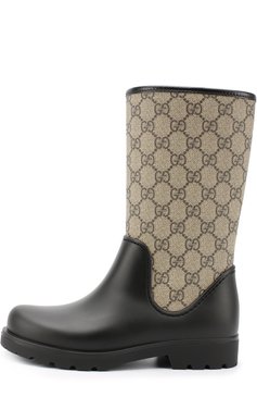 Детские резиновые сапоги с принтом GUCCI черного цвета, арт. 433337/K2L20 | Фото 2 (Материал внешний: Экокожа; Кросс-КТ: резиновые; Длина стельки: 22, 22,6, 23,3, 24, 24,6)