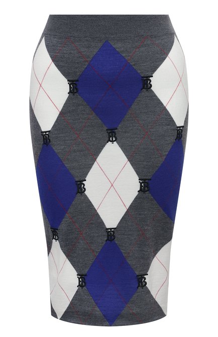 Женская юбка из шерсти и шелка BURBERRY серого цвета по цене 79950 руб., арт. 8048438 | Фото 1