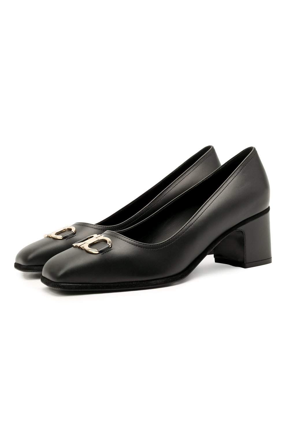 Женские черные кожаные туфли gancini SALVATORE FERRAGAMO купить в ...
