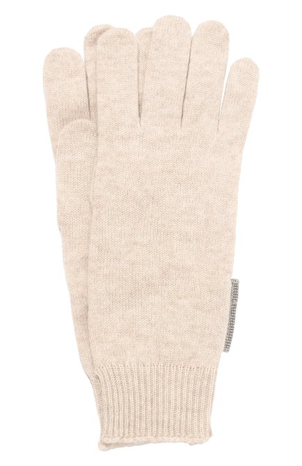 Детские кашемировые перчатки BRUNELLO CUCINELLI кремвого цвета, арт. B12M14589B | Фото 1 (Материал: Шерсть, Кашемир, Текстиль)