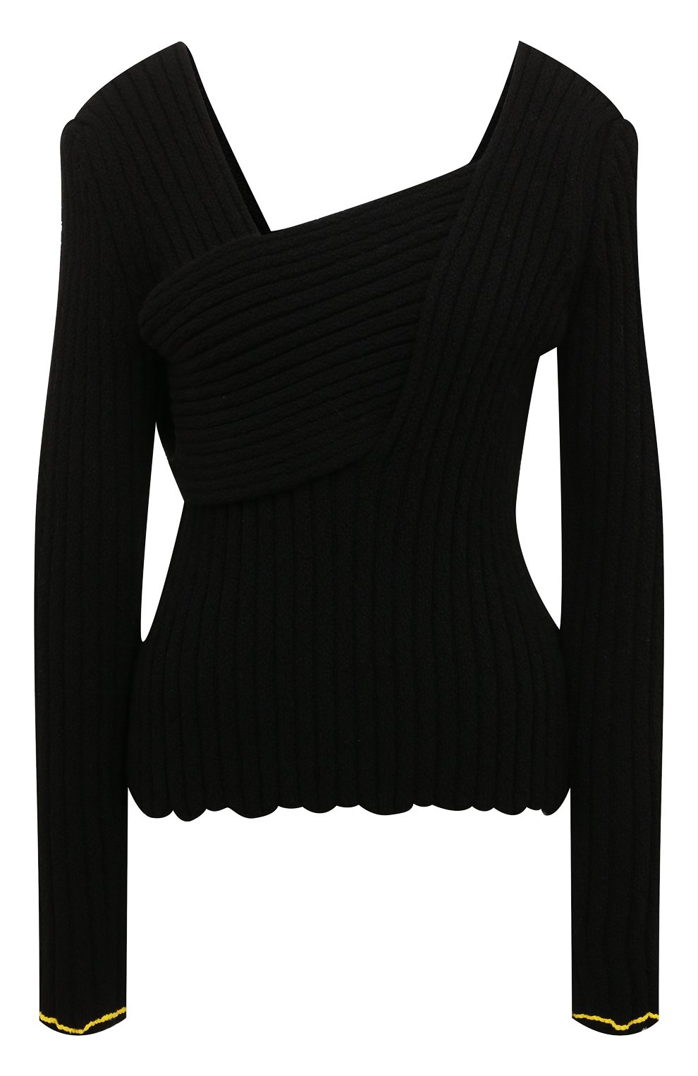 Хлопковый пуловер Bottega Veneta Чёрный 611345/VKJG0 5458467