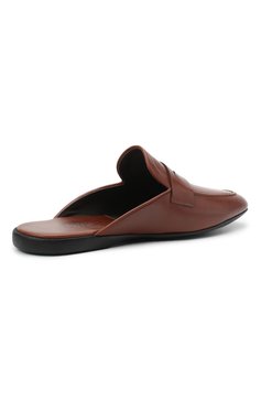 Мужского кожаные домашние туфли FARFALLA коричневого цвета, арт. G13 | Фото 4 (Материал внутренний: Натуральная кожа; Мужское Кросс-КТ: тапочки-обувь)