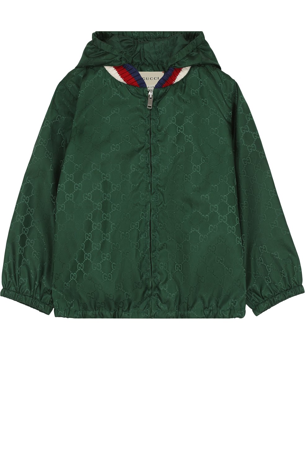 Детского ветровка с капюшоном GUCCI зеленого цвета, арт. 498475/XBC69 | Фото 1 (Кросс-КТ НВ: Ветровка; Статус проверки: Проверена категория)