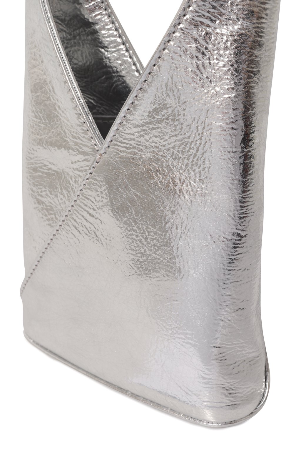 Женская сумка japanese mini MM6 серебряного цвета, арт. SB6WD0014/P5548 | Фото 3 (Сумки-технические: Сумки top-handle; Материал сплава: Проставлено; Размер: mini; Материал: Текстиль; Драгоценные камни: Проставлено)