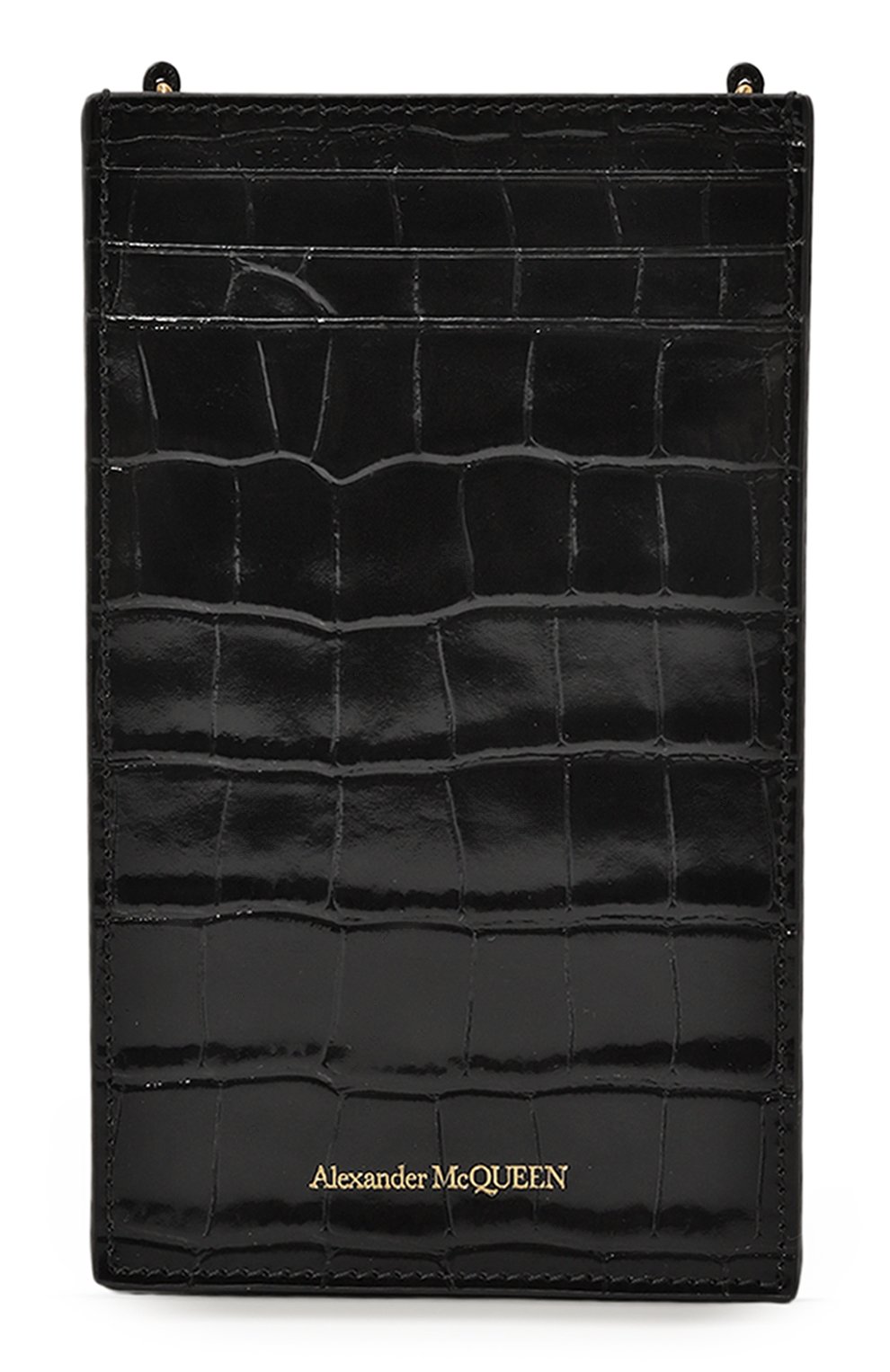 Кожаный чехол для iphone ALEXANDER MCQUEEN черного цвета, арт. 632035/1JMFG | Фото 6 (Женское Кросс-КТ: Кожа iPhone; Региональные ограничения белый список (Axapta Mercury): Не проставлено; Нос: Не проставлено)
